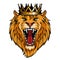 Head Angry, Roar Lion. Tattoo King Lion. Crown King.