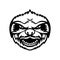 Head of Angry Sloth Front View Mascot Retro Black and White