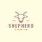 head animal horned cattle livestock goat shepherd lamb polygon line logo design vector