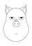 Head of annoyed pig in outline style. Kawaii animal.