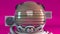 Head of an astronaut in metal helmet formed by lines. 3d rendering background with cutting of space suit