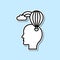 Head, balloon, cloud sticker icon. Simple thin line, outline vector of Creative thinking icons for ui and ux, website or mobile