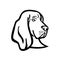 Head of a Basset Hound or Scent Hound Side View Mascot Retro Black and White