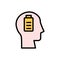 head battery icon. Simple color with outline vector elements of brain process icons for ui and ux, website or mobile application