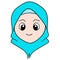 The head of a beautiful woman wearing a hijab from front angle. doodle icon drawing