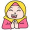 The head of a beautiful woman wearing a Muslim hijab with an apologetic gesture. doodle icon drawing