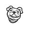 Head of Boston Terrier Breed of Dog Smiling and Licking His Nose Mascot Retro Style