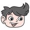 Head boy chubby handsome face smiling friendly, doodle icon drawing