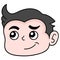Head boy smiling face smirk, doodle icon drawing
