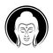 Head buddha and circle head radius sign with line style vector art design