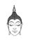 Head buddha vector. Buddha face isolated on white. Esoteric vintage vector illustration. Indian, Buddhism, spiritual art.