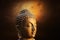 Head of Budha on golden background