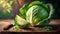 head cabbage on a wooden table