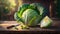 head cabbage on a wooden table