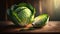 head cabbage on a wooden table