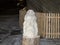 The head is carved from salt on a wooden stand in salt mines in Slanic - Salina Slanic Prahova - in the town of Prahova in Romani