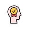 head check mark icon. Simple color with outline vector elements of brain process icons for ui and ux, website or mobile