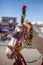 Head of colorfully decorated Indian horse in Jaisalmer