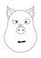 Head of confused pig in outline style. Kawaii animal.