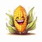 the head of corn laughs merrily. Generative AI.