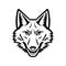 Head of a Coyote Front View Mascot Black and White