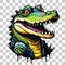 Head crocodile mascot cartoon design isolated on transparent background