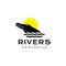 Head crocodile river with sunset modern logo design