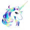 Head of cute white unicorn with rainbow mane