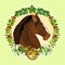 The head dark brown horse hunting theme vector