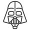 Head of Darth Vader air balloon with basket line icon, Balloons festival concept, kids air travel sign on white