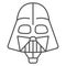 Head of Darth Vader air balloon with basket thin line icon, Balloons festival concept, kids air travel sign on white