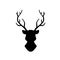 Head of deer. Black silhouette of stag. Horned forest animal.