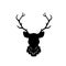 Head of deer. Black silhouette of stag. Horned forest animal. Hipster logo