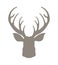 Head deer silhouetted. Reindeer with horns vector illustration. Deer hipster icon. Hand drawn stylized element design.