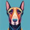 The head of a Doberman dog breed on a blue background. AI-generated
