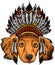 head dog with traditional Indian hat, vector illustration
