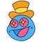 Head emoticon with an expression of laughing heartily, doodle icon image