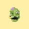 Head, facial expression hungry zombie with rejoicing smiley emotion