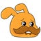 The head of the father of the rabbit is orange with a thick mustache, doodle icon drawing