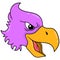 The head of a fierce purple eagle with a sharp beak, doodle icon drawing