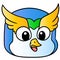 The head of the friendly faced owl king. carton emoticon. doodle icon drawing