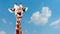 The head of a funny giraffe against the sky