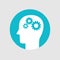 Head with gears, Brain activity icon flat style