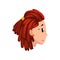 Head of girl with brown hair, profile of young woman with fashion hairstyle vector Illustration on a white background