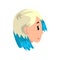 Head of girl with dyed hair, profile of young woman with fashion hairstyle vector Illustration on a white background