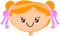 Head girl with friendly smiling face, vector illustration kawaii emoticon doodle icon drawing