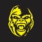 Head gorilla angry vector for emblem design with yellow color on the black background