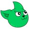 The head of a green cat with a fierce face is angry, doodle icon drawing