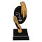 head with hands sculpture, black and gold color. Greek sculpture, surreal element, modern statue