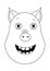 Head of happy pig in outline style. Kawaii animal.